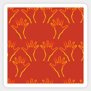 Cave Hands Anew Yellow-Red on Orange-Red 5748 Sticker